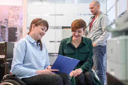 handicapped-young-woman-office
